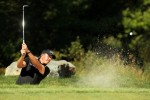 Norton, Ma,. Phil Mickelson hits the ball out of the bunker onto the green at the third hole during the final round of the Deutsche Bank Championship at TPC Boston on September 6, 2010 in Norton, Massachusetts. Mike Ehrmann/Getty Images
